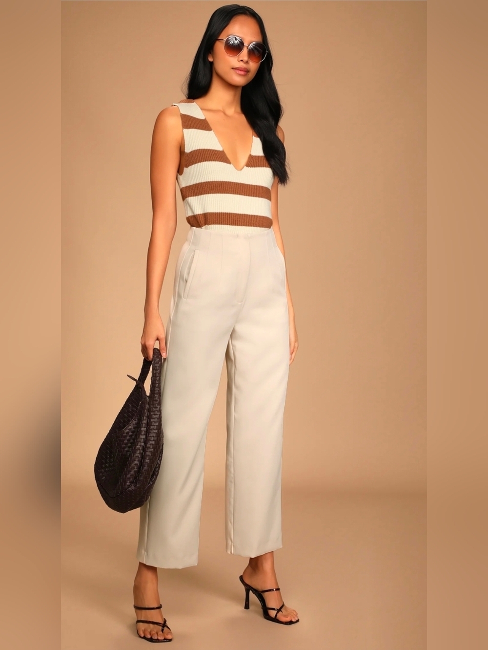 ❤️ NWT! LULUS BOLD AND CLASSY IVORY HIGH-WAISTED WIDE LEG TROUSER PANTS, SMALL